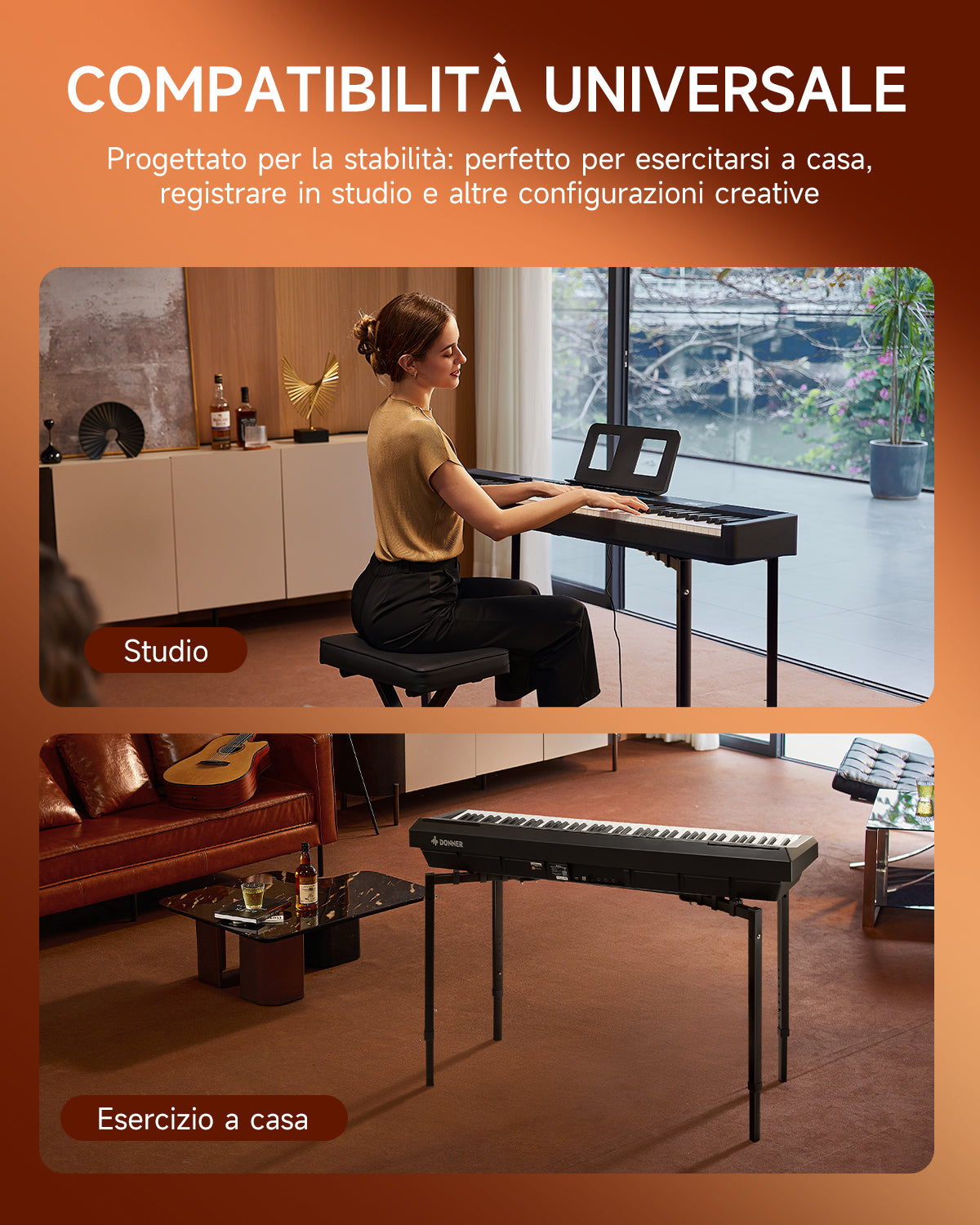 Donner DKS-200 Robusto supporto per tastiera, nero