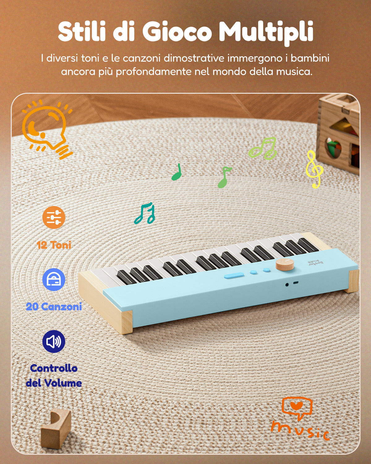 Eastar KIDO V-10 Mini tastiera digitale con 32 tasti-Blu##