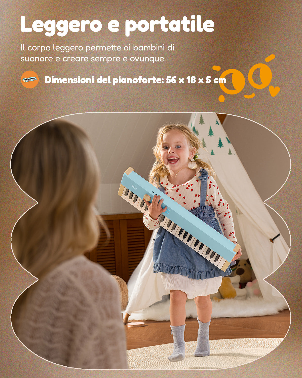 Eastar KIDO V-10 Mini tastiera digitale con 32 tasti/44 tasti-44 tasti con supporto Blu##