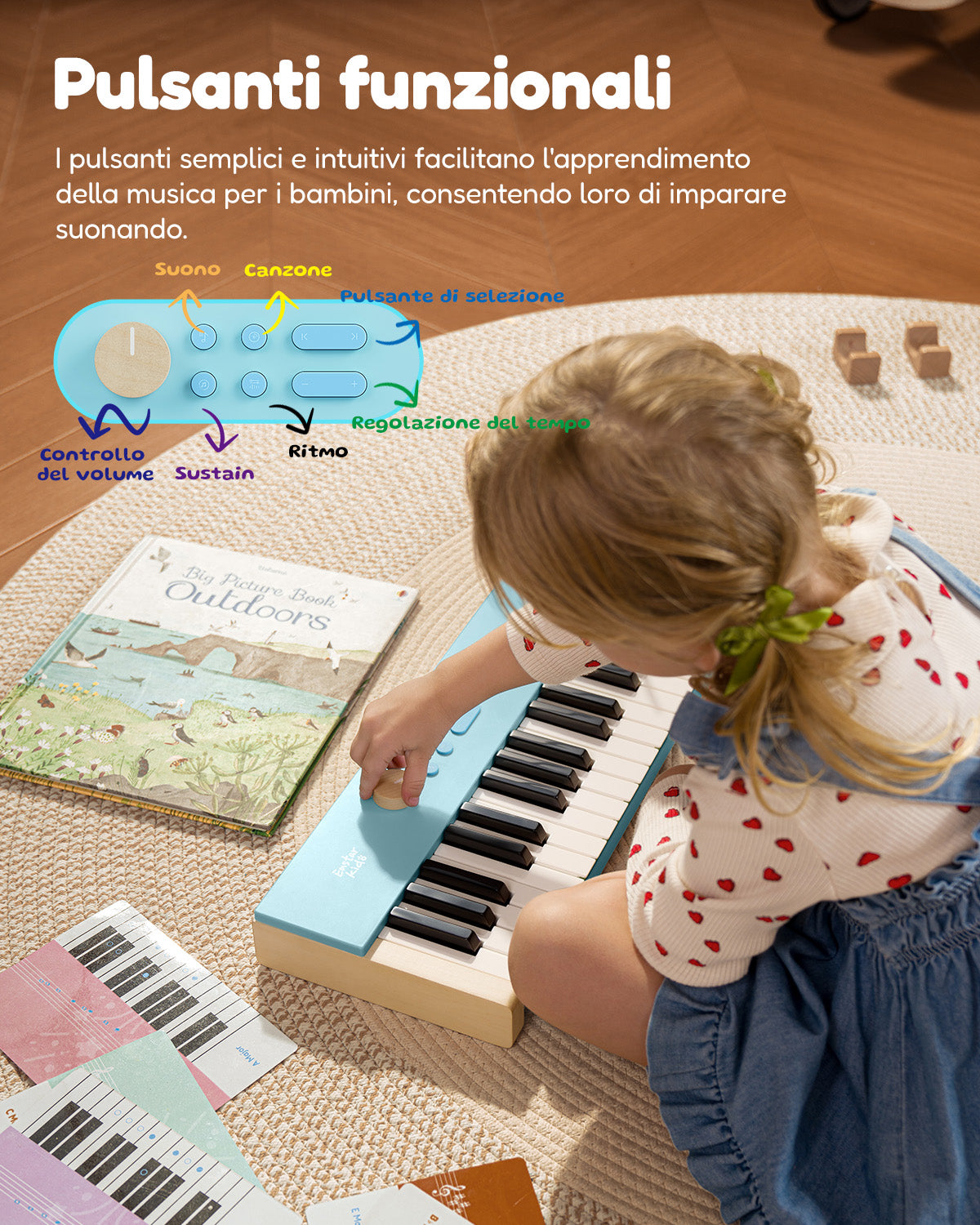 Eastar KIDO V-10 Mini tastiera digitale con 32 tasti/44 tasti-44 tasti con supporto Blu##