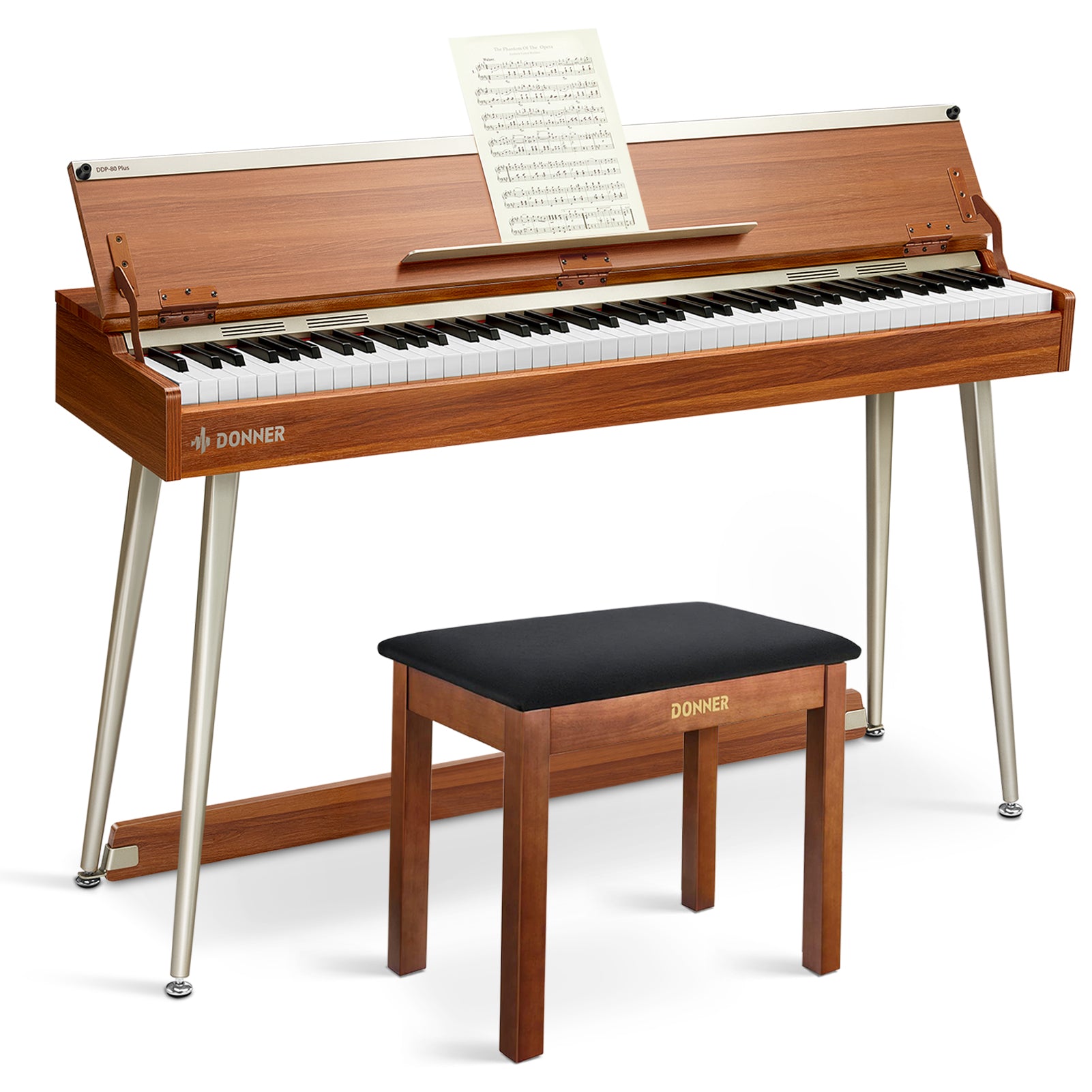 Donner DDP-80 PLUS pianoforte digitale + sedia marrone