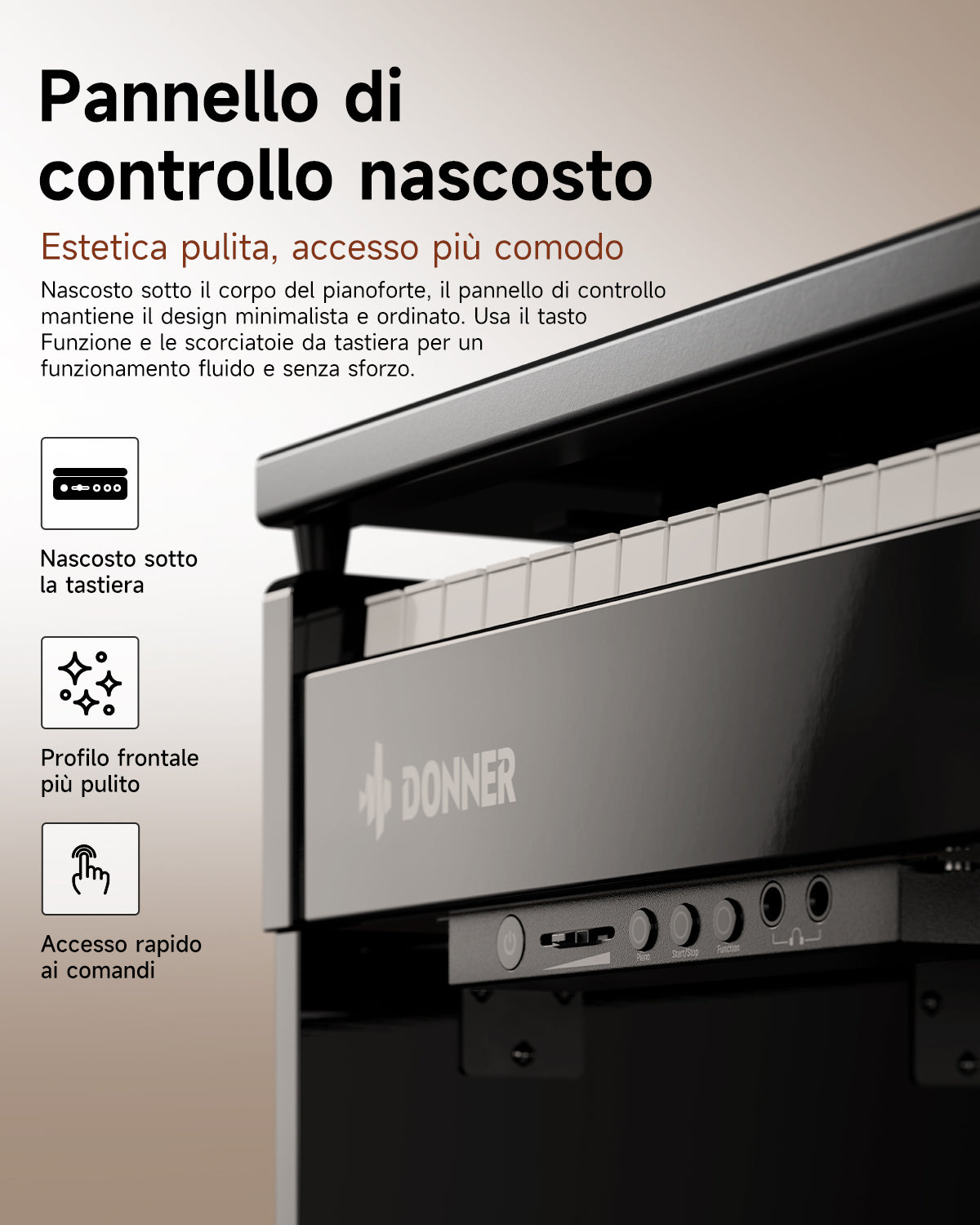 Donner DDP-75 Glossy Flip-Top Pianoforte Digitale Verticale
