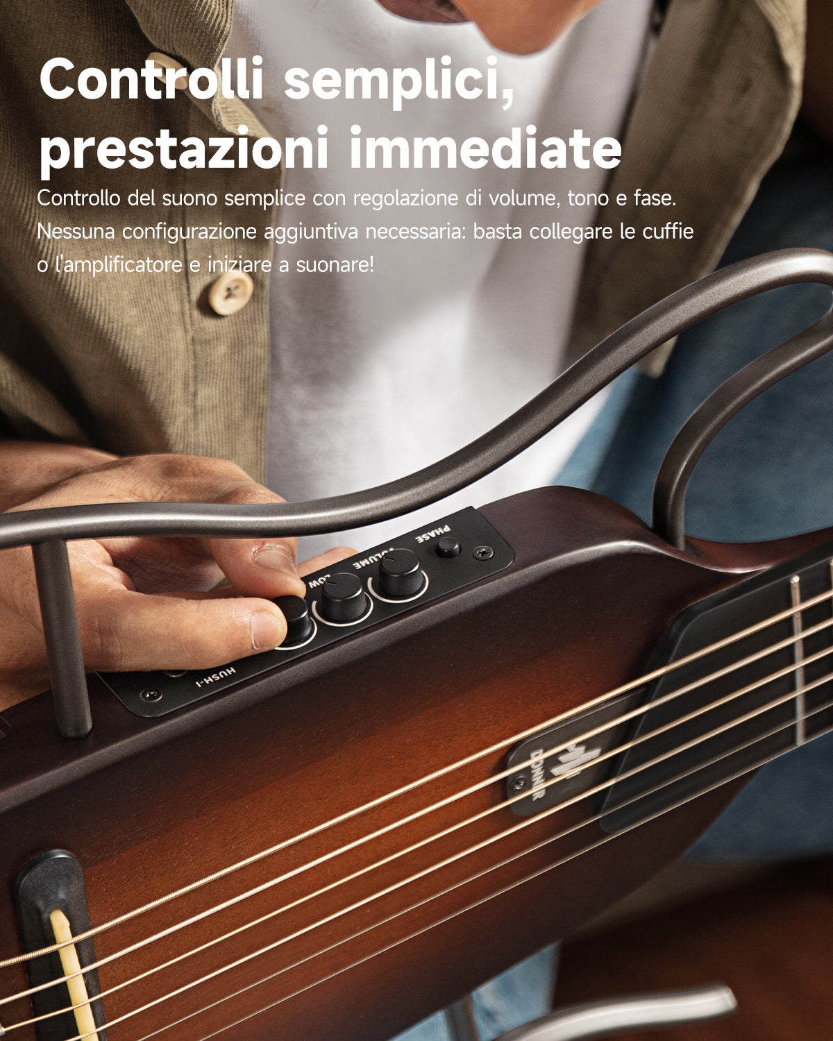 Donner HUSH™ I Chitarra da viaggio ultraleggera e portatile-Sunburst##