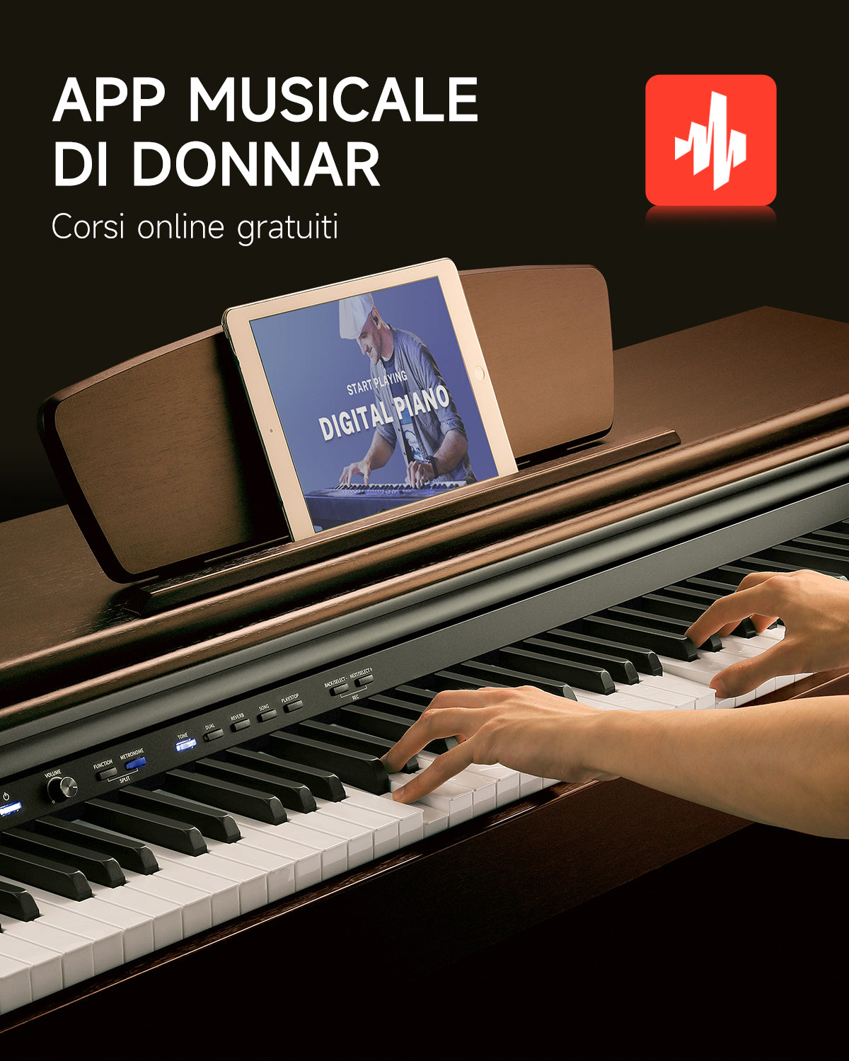 Donner DDP-300 Pianoforte Digitale per Casa con Tasti Semi-pesati (Versione Aggiornata)