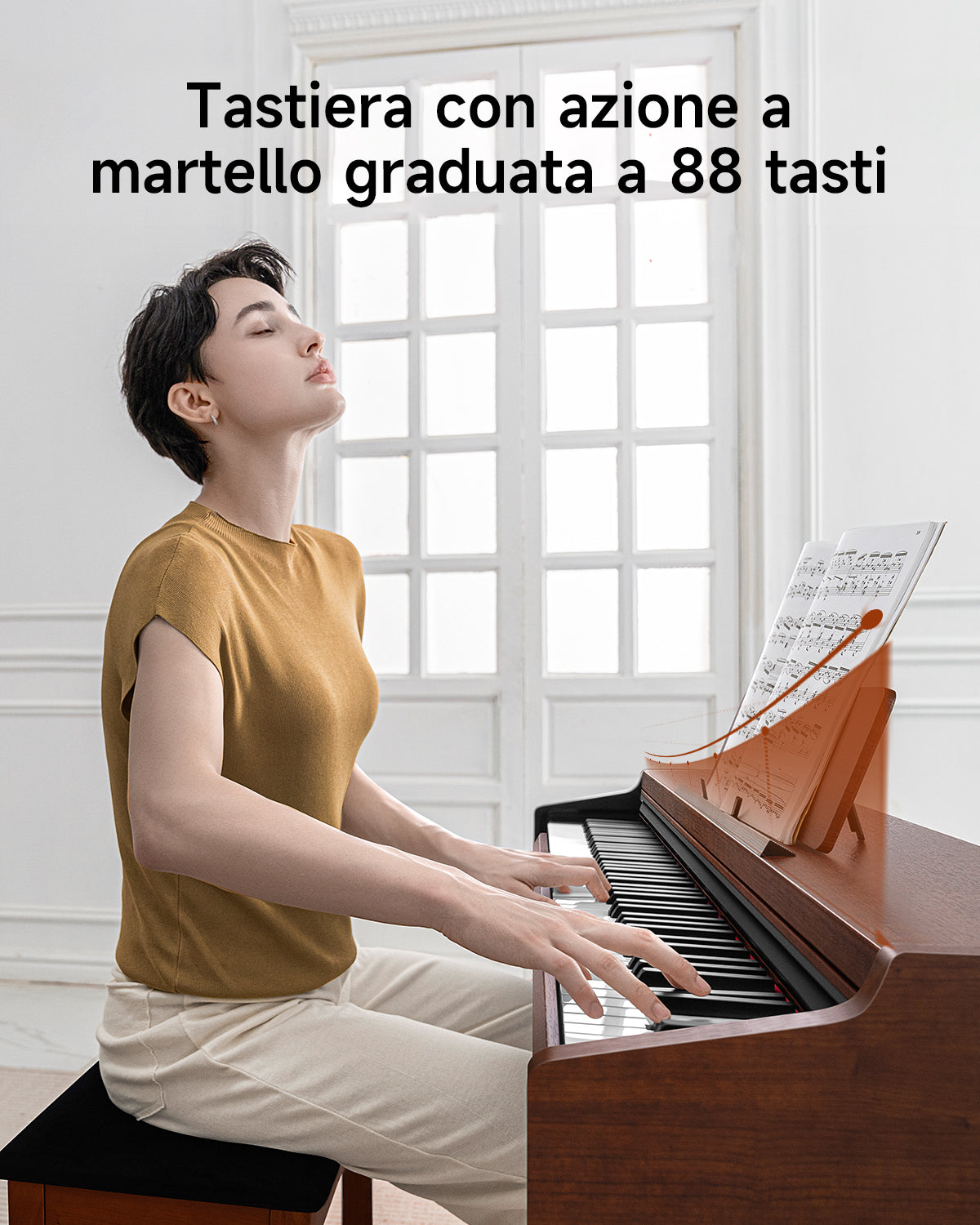 Donner DDP-200 PRO Pianoforte digitale verticale progressivo a 88 tasti con pesatura a martello-Natura##