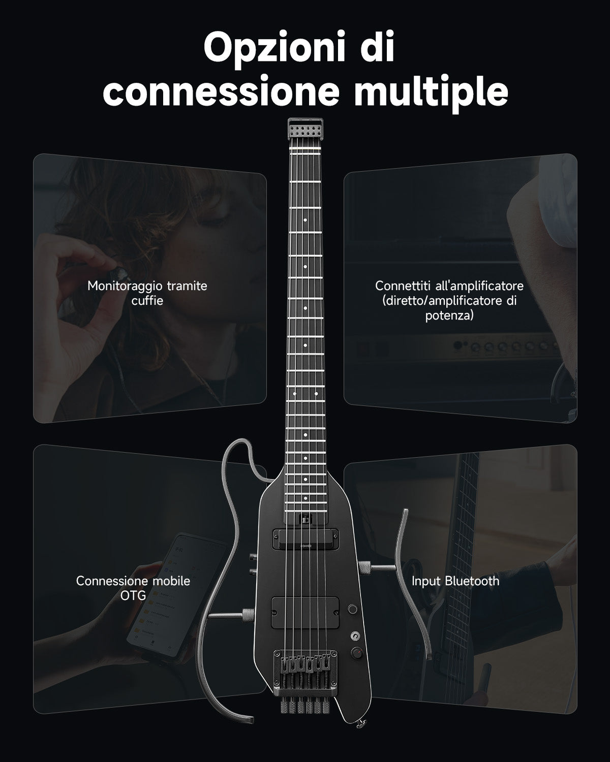 Donner HUSH™ X PRO Chitarra da viaggio versatile-Nero##