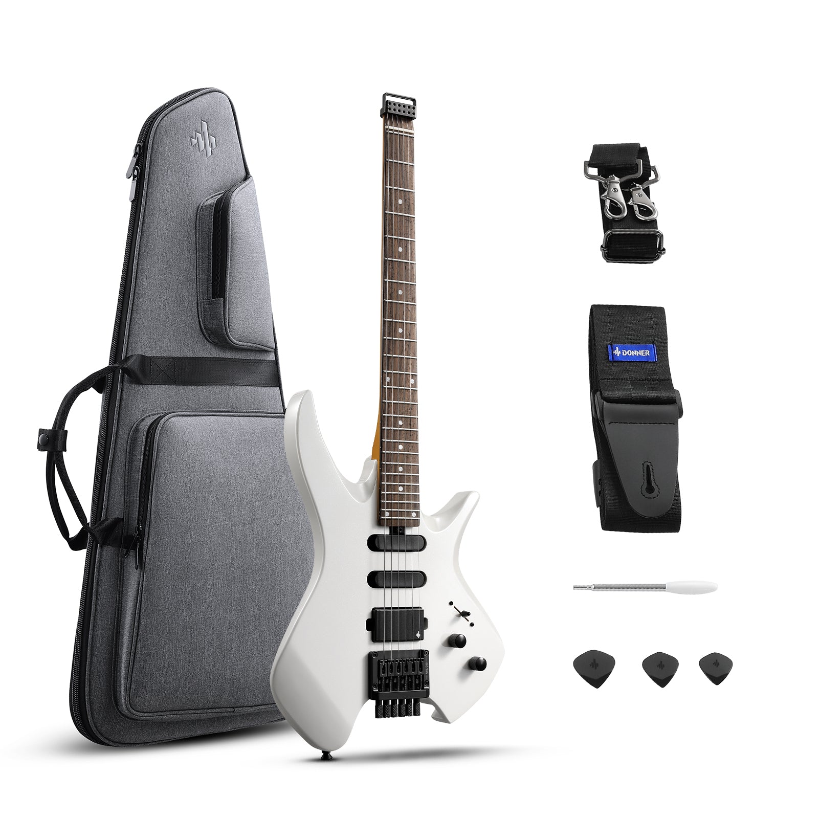 Donner NHL-500 Chitarra elettrica senza paletta-Bianco##