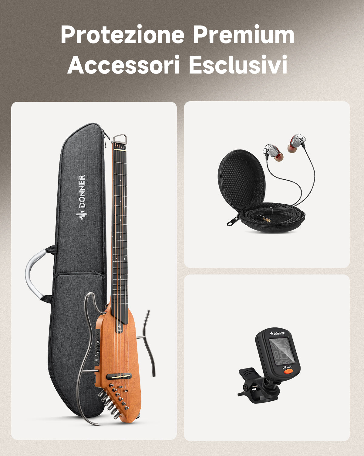 Donner HUSH™ I Chitarra da viaggio ultraleggera e portatile-Mogano##