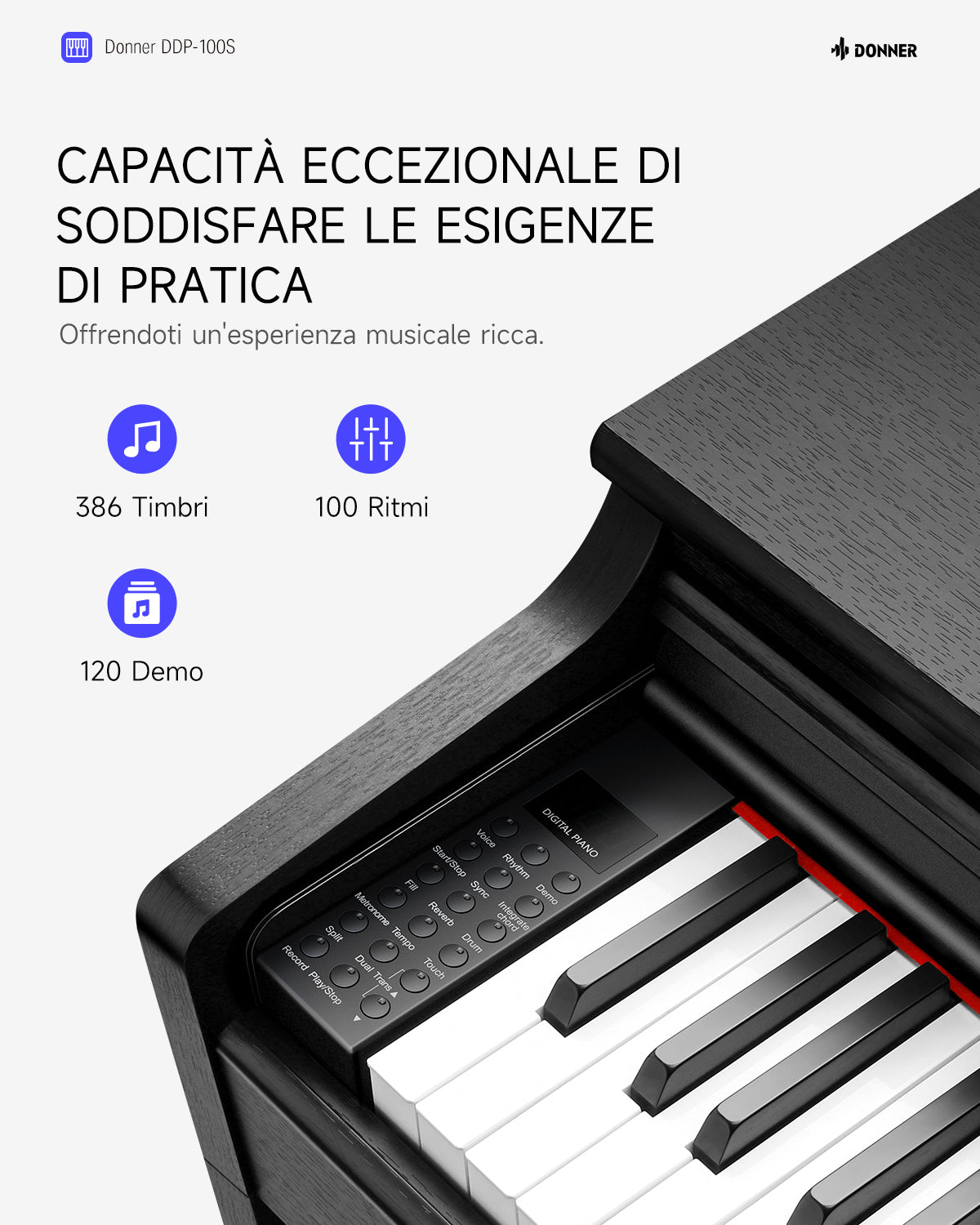 Donner DDP-100S Piano Digitale con Meccanismo a Martello Progressivo