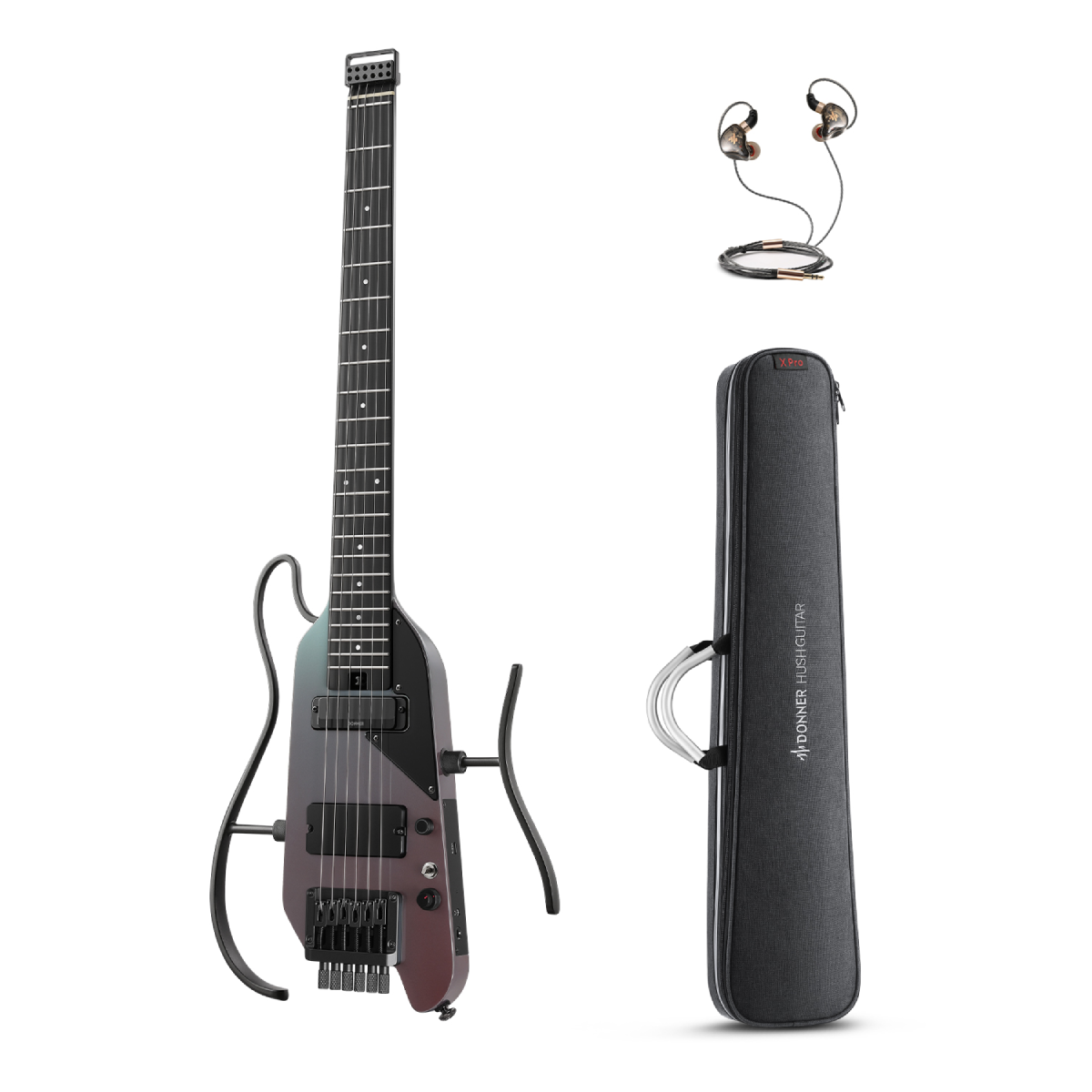 Donner HUSH™ X PRO Chitarra da viaggio versatile-Midnight Glow##