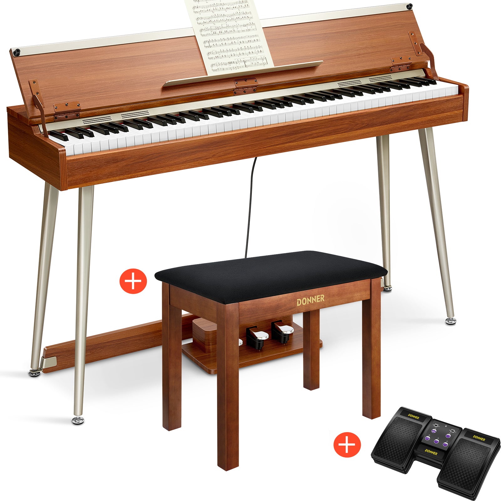 Donner DDP-80 PLUS Pianoforte digitale con coperchio semiaperto