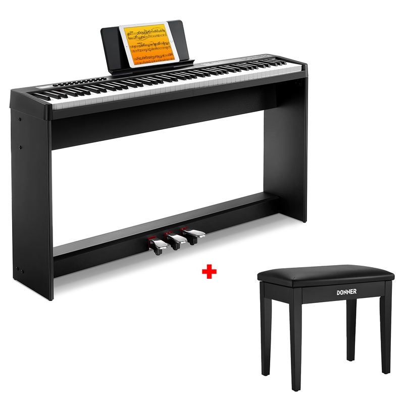 Donner DEP-08 Pianoforte digitale, supporto staccabile, pianoforte elettrico compatto per principianti