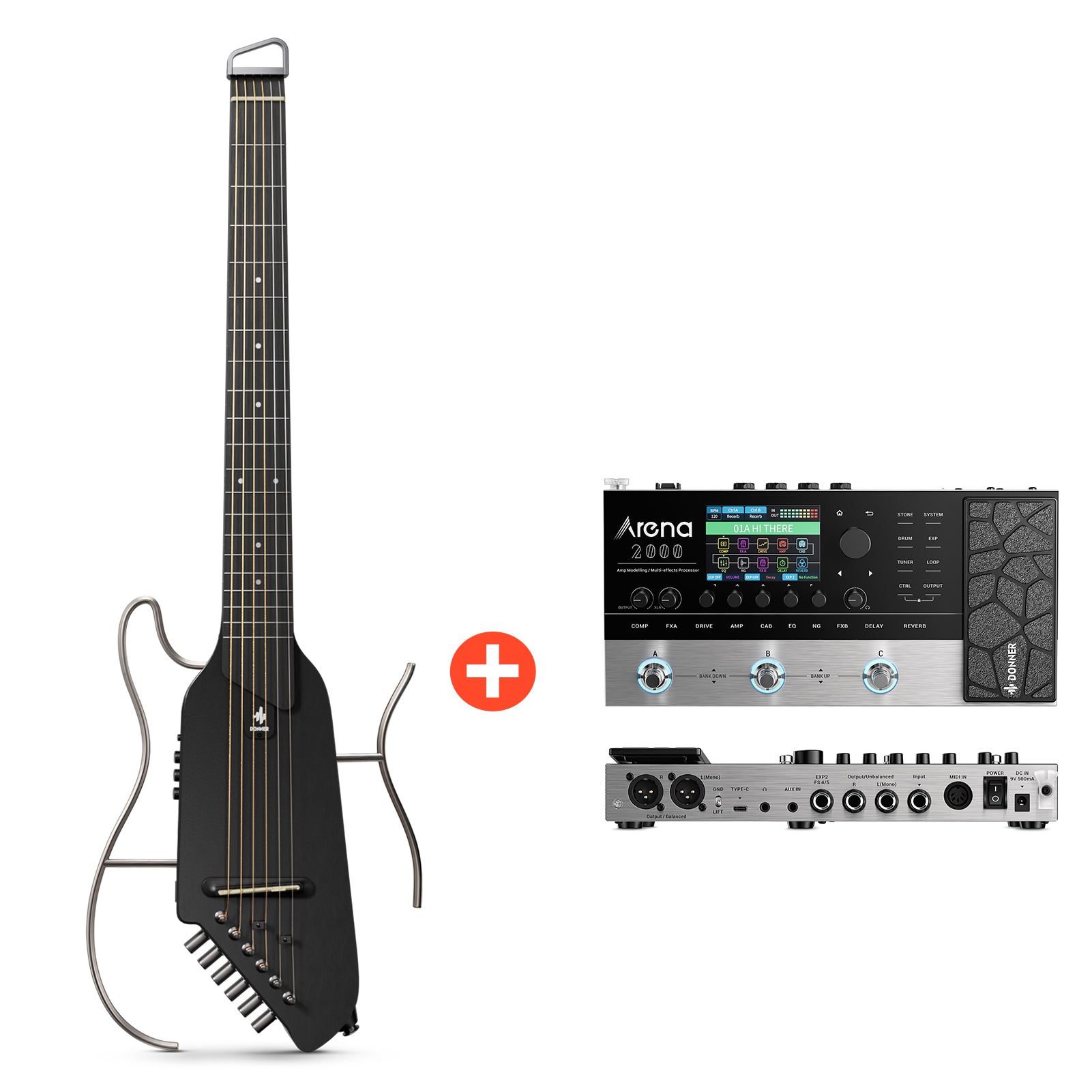 Donner HUSH-I Chitarra-Chitarra +Nero##