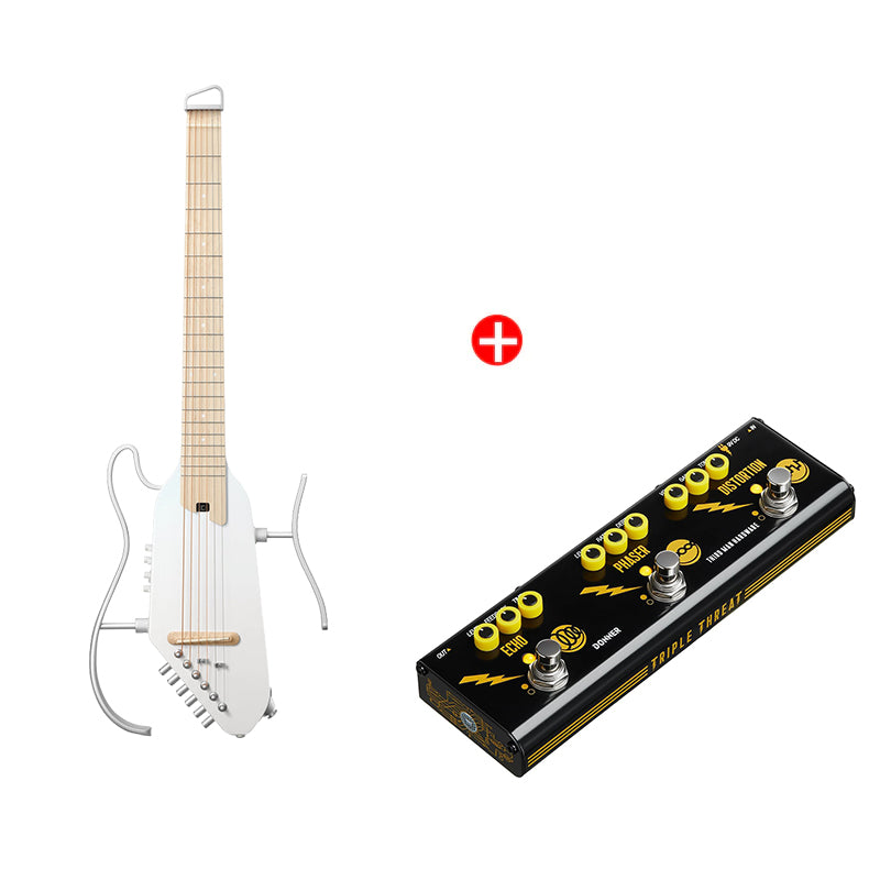 Donner HUSH-I Pro Chitarra Modalità di suono multiple Chitarra da viaggio-Bianco##