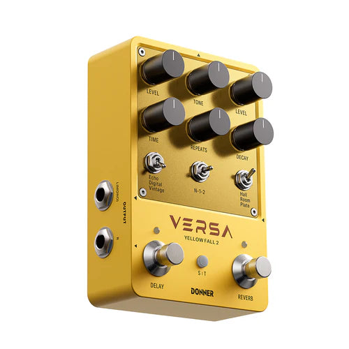 Donner Versa - Yellow Fall II 3x3 Reverb-Delay Combo Pedale per chitarra con Tap Tempo