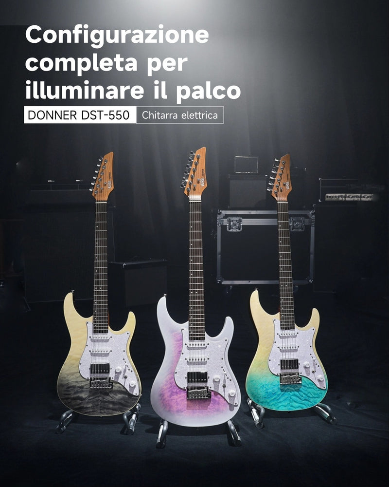 Donner DST-550 39 pollici ST chitarra elettrica HSS pickup corpo in pioppo massello a doppio taglio