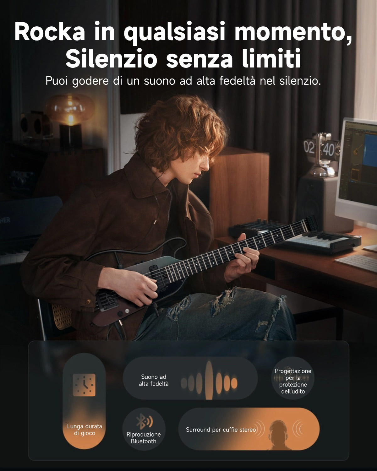 Donner HUSH™ X PRO Chitarra da viaggio versatile-Midnight Glow##