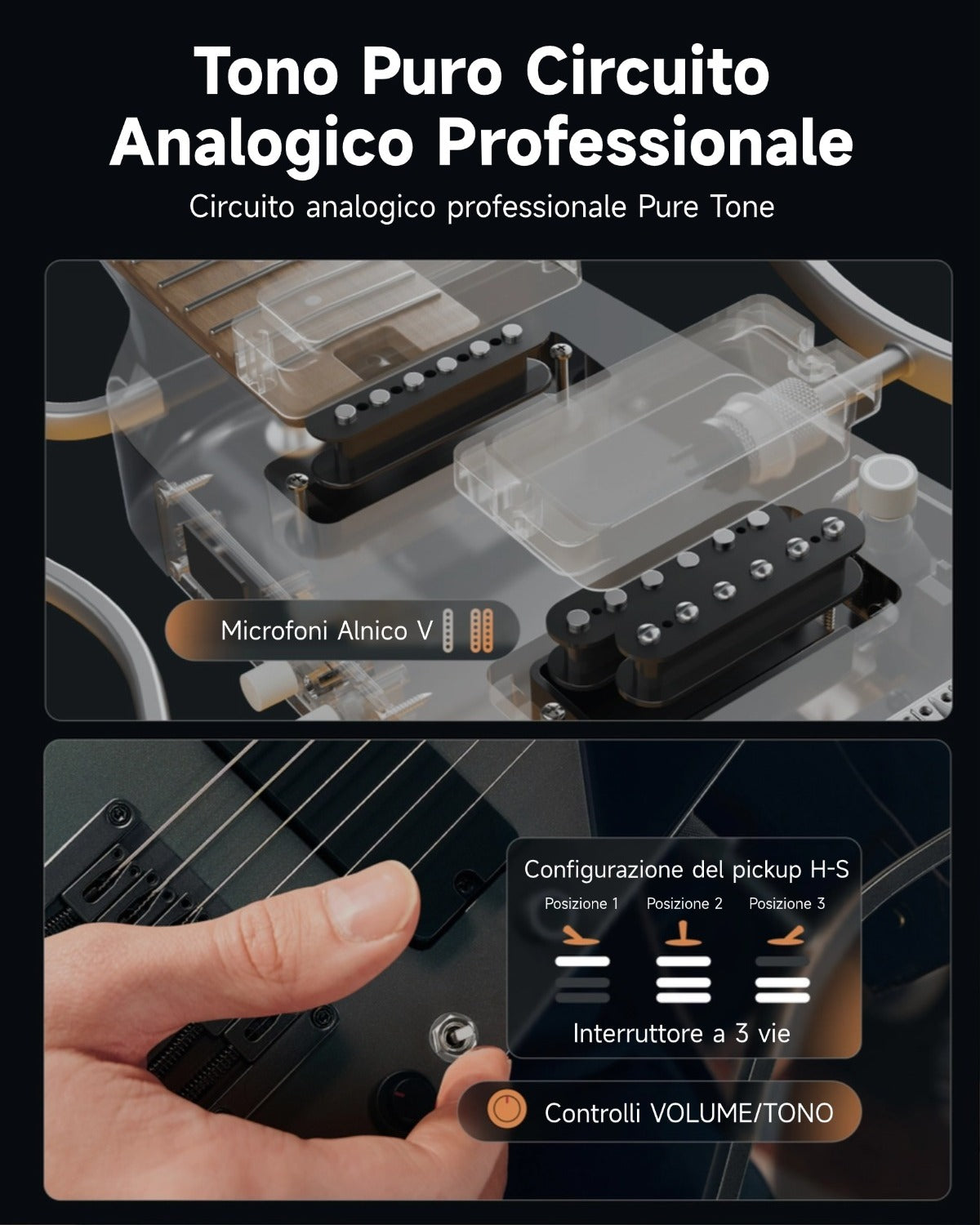 Donner HUSH™ X PRO Chitarra da viaggio versatile-Midnight Glow##