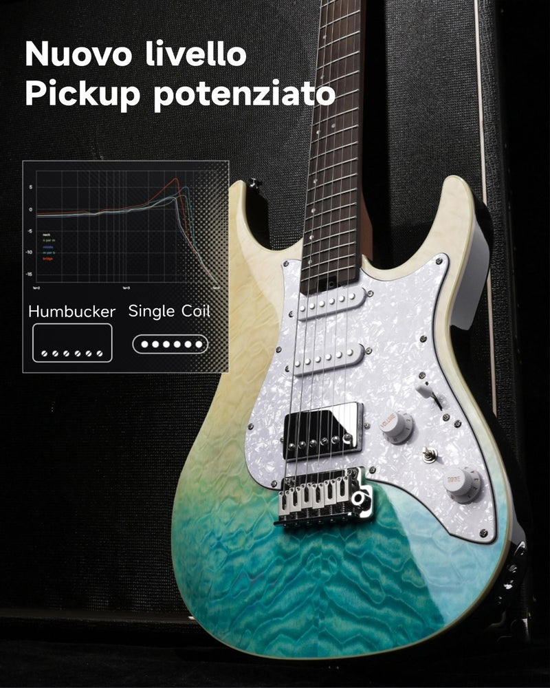 Donner DST-550 39 pollici ST chitarra elettrica HSS pickup corpo in pioppo massello a doppio taglio