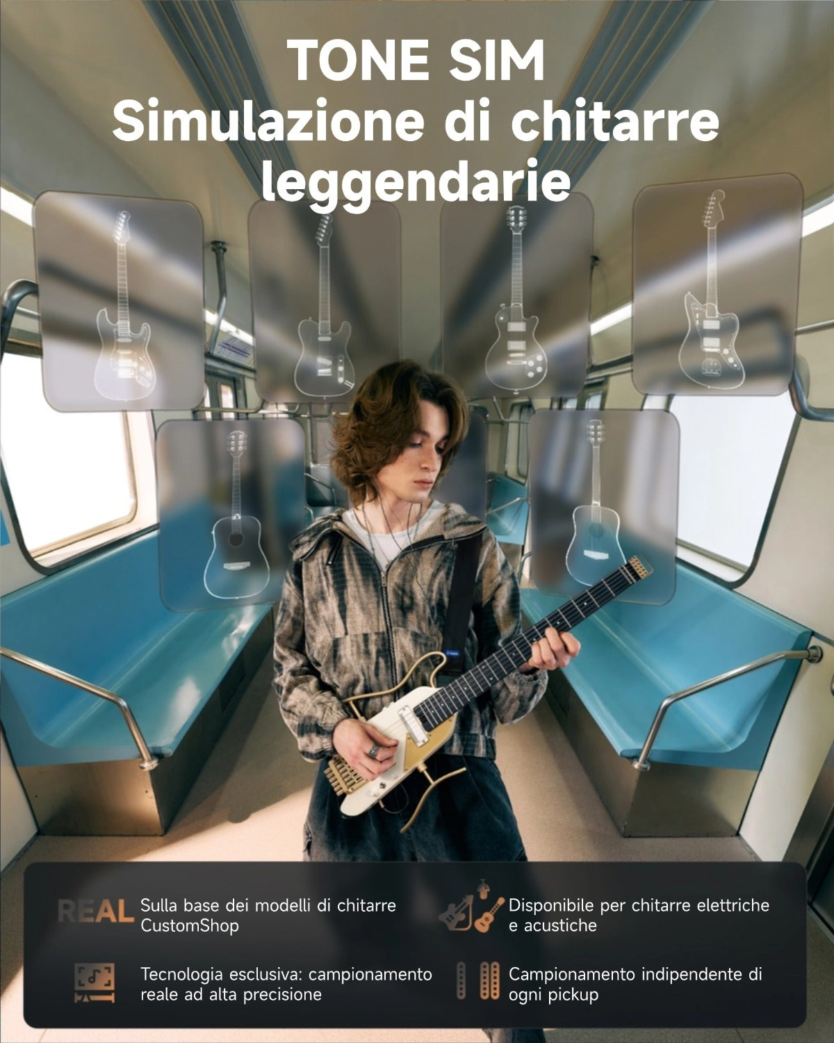 Donner HUSH™ X PRO Chitarra da viaggio versatile-White-Luxe##