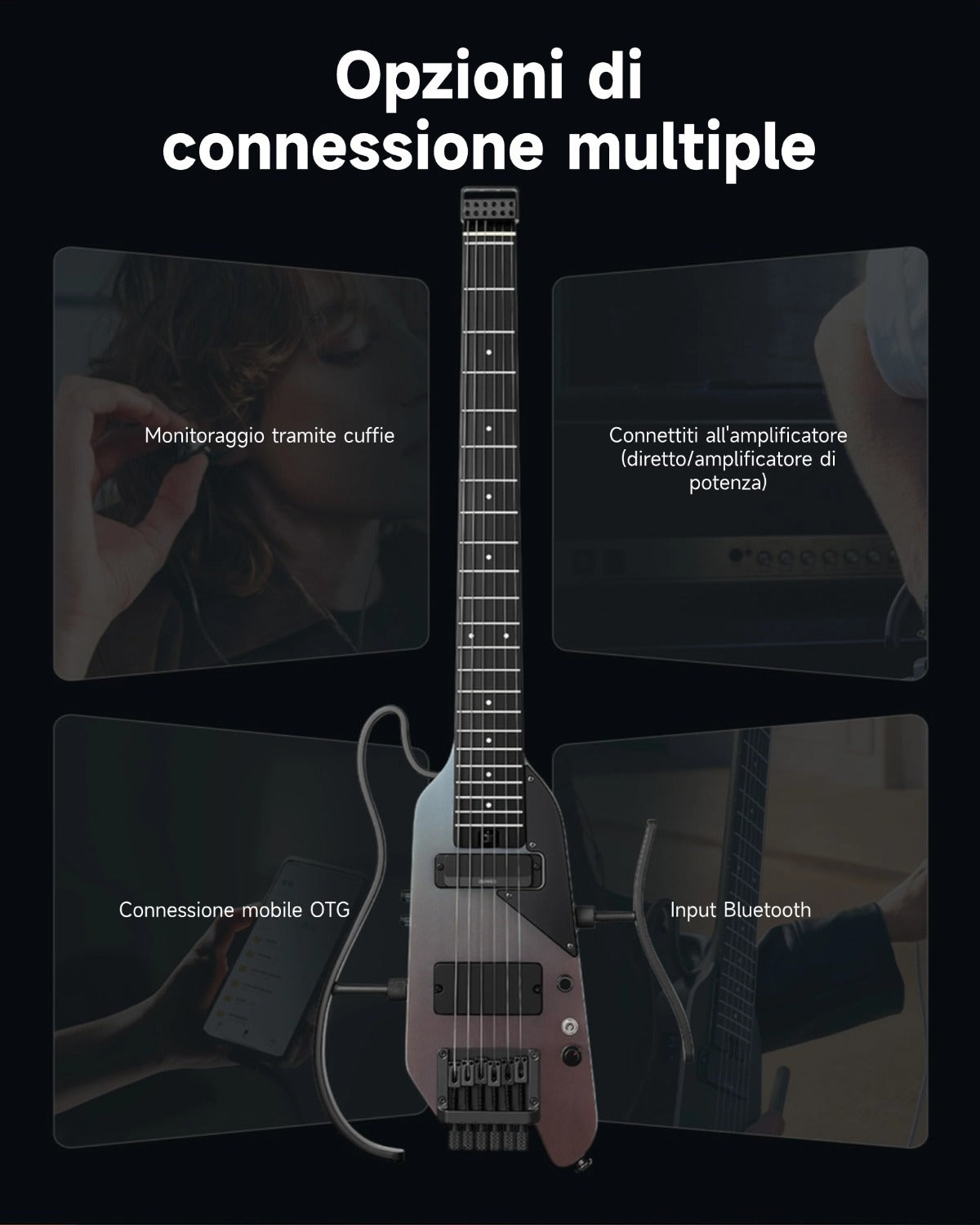 Donner HUSH™ X PRO Chitarra da viaggio versatile-Midnight Glow##