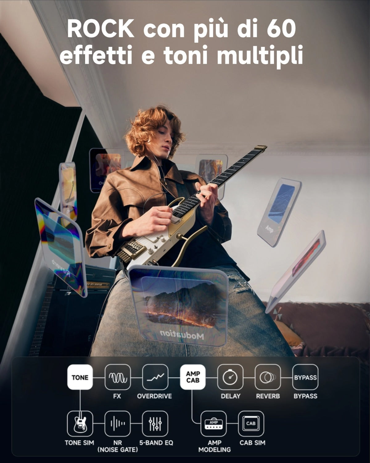 Donner HUSH™ X PRO Chitarra da viaggio versatile-White-Luxe##