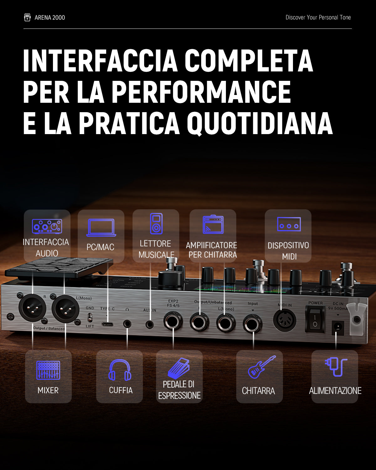 ギター donner arena 2000 Donner Arena2000: Il Pedale Multieffetti Completo per