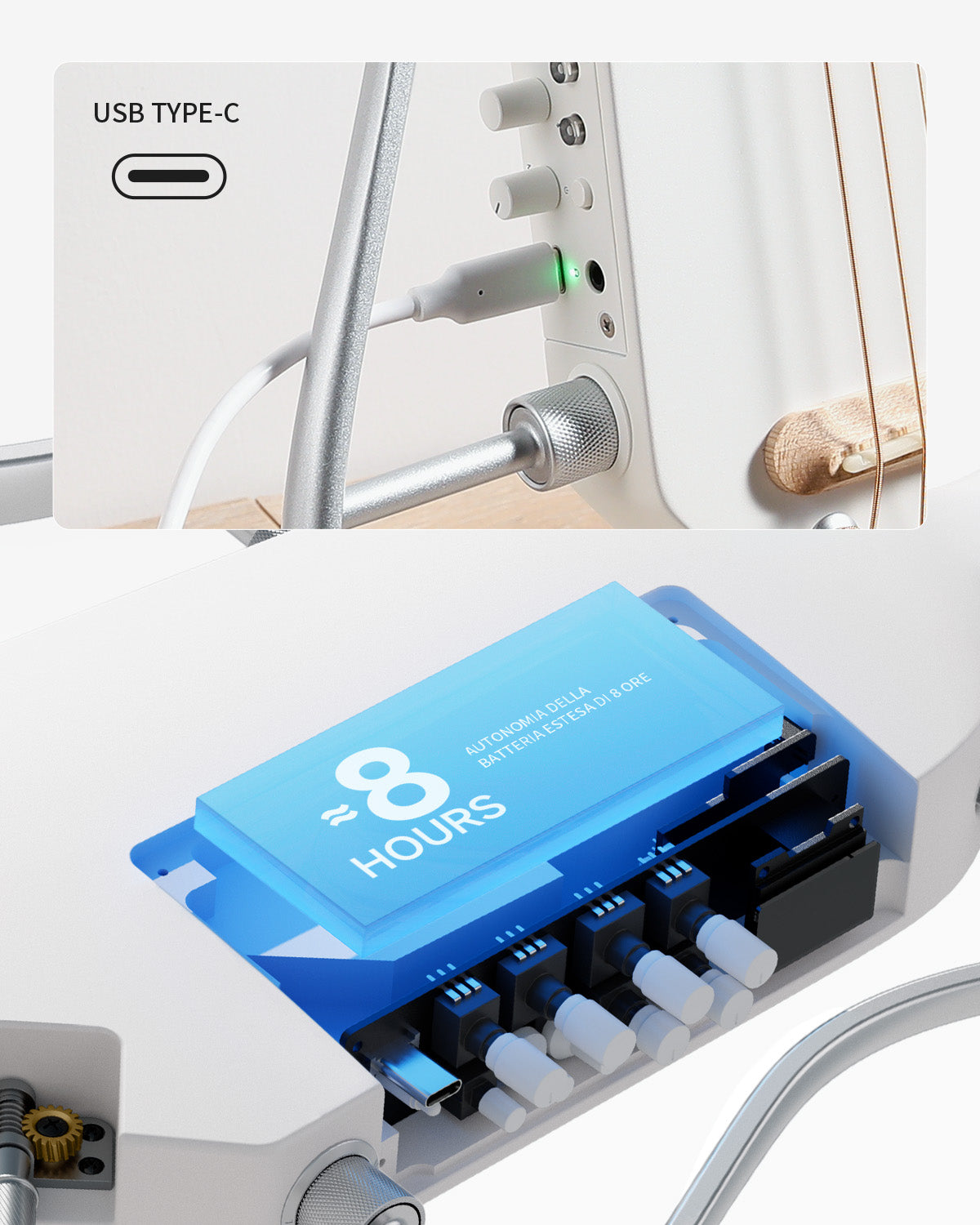 Donner HUSH-I Pro Chitarra Modalità di suono multiple Chitarra da viaggio-Bianco##