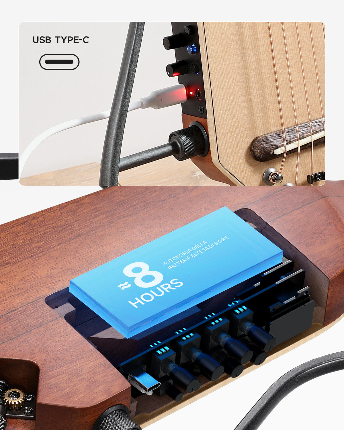 Donner HUSH-I Pro Chitarra Modalità di suono multiple Chitarra da viaggio-Naturale##