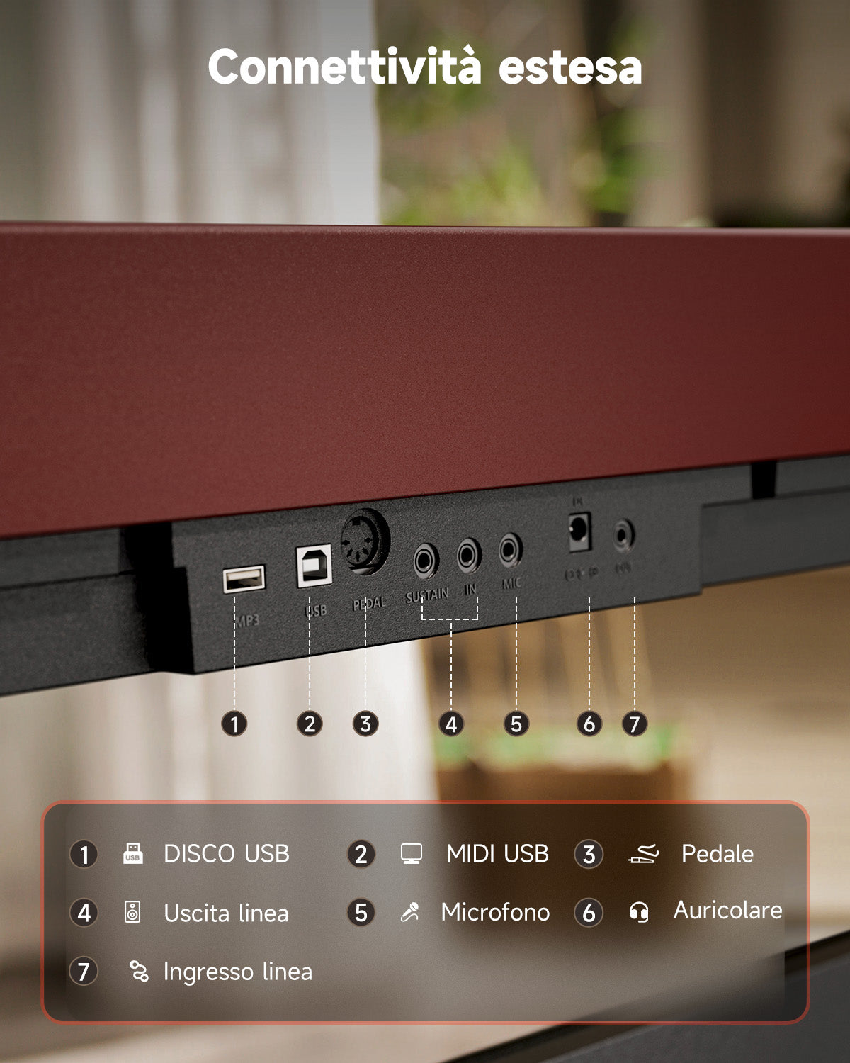 Donner DEP-16S Pianoforte digitale in acciaio pesato-Rosso##