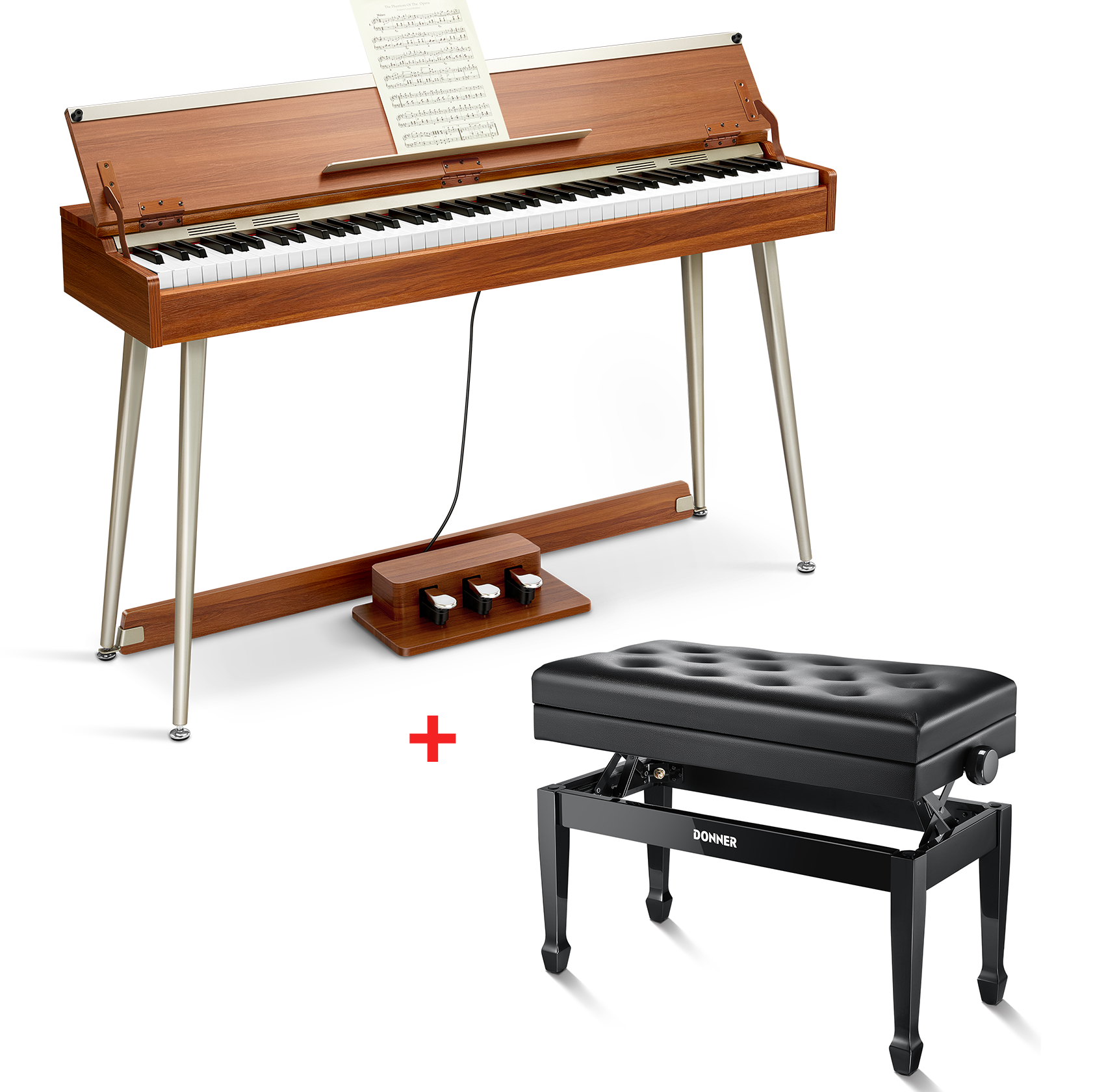 Donner DDP-80 PLUS Pianoforte digitale con coperchio semiaperto