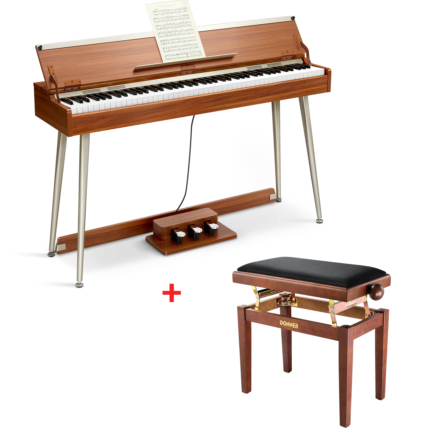 Donner DDP-80 PLUS Pianoforte digitale con coperchio semiaperto