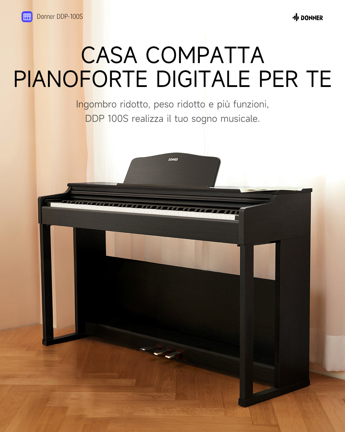 Donner DDP-100S Piano Digitale con Meccanismo a Martello Progressivo