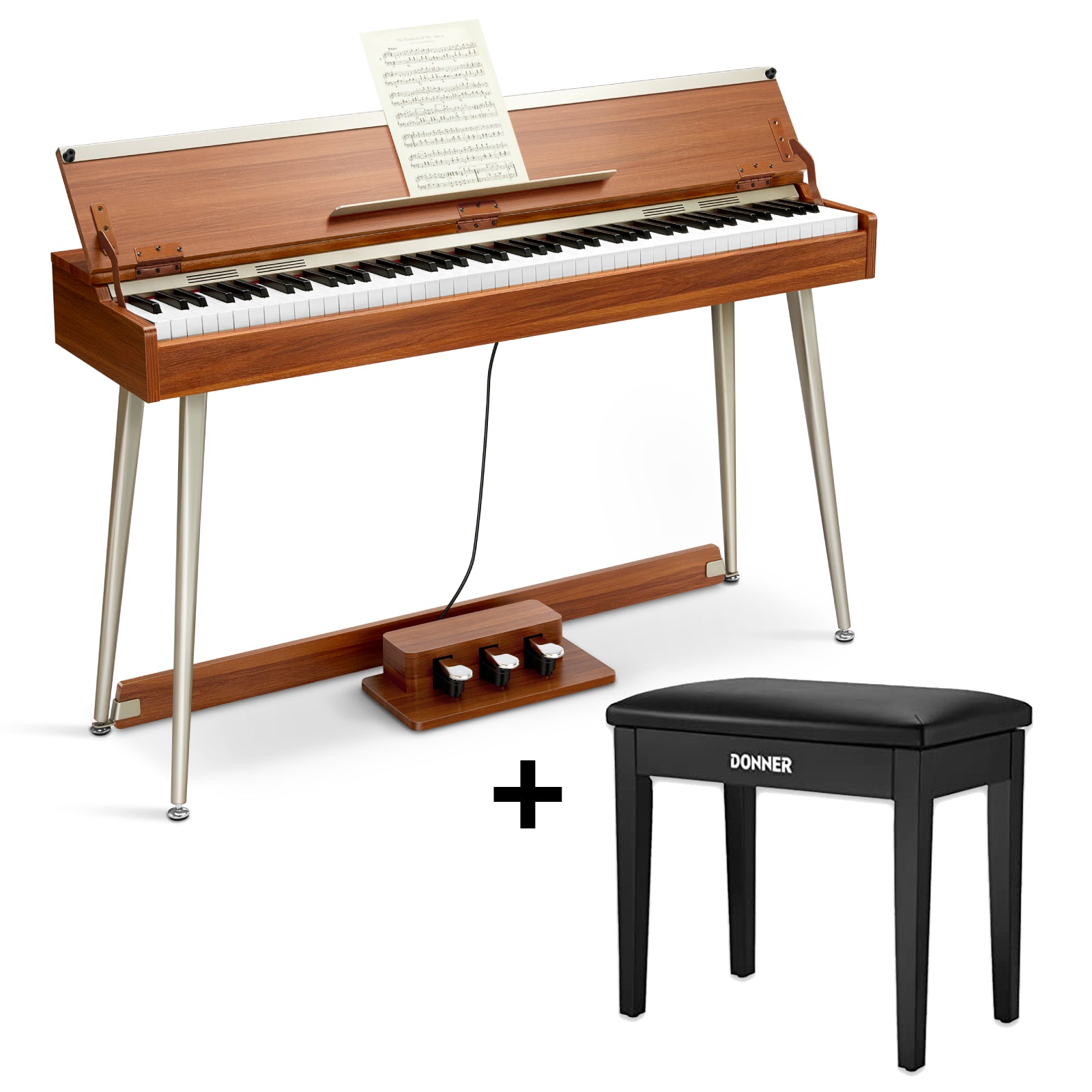 Donner DDP-80 PLUS Pianoforte digitale con coperchio semiaperto