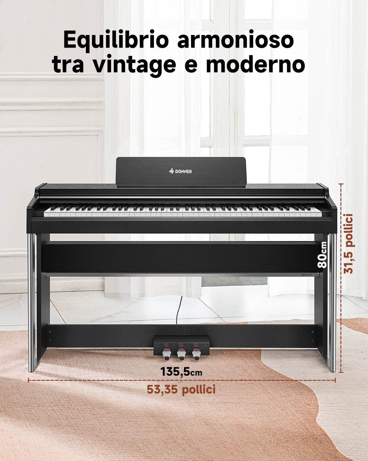 Donner DDP-200 PRO Pianoforte digitale verticale progressivo a 88 tasti con pesatura a martello-Nero##