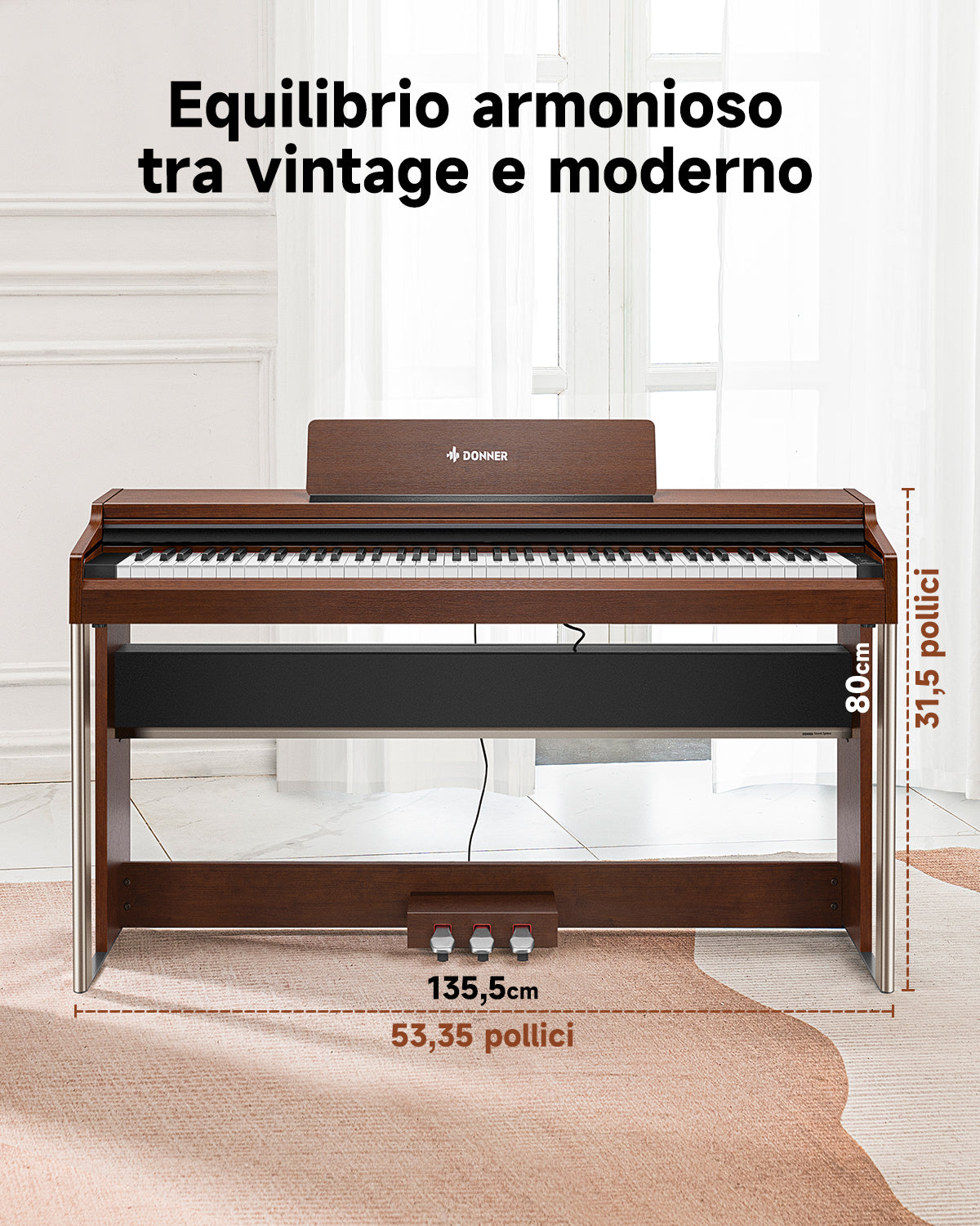 Donner DDP-200 PRO Pianoforte digitale verticale progressivo a 88 tasti con pesatura a martello-Natura##