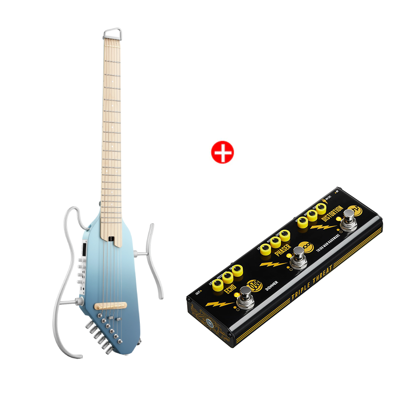 Donner HUSH™ I PRO Chitarra da viaggio-Azzurro Hawaii##