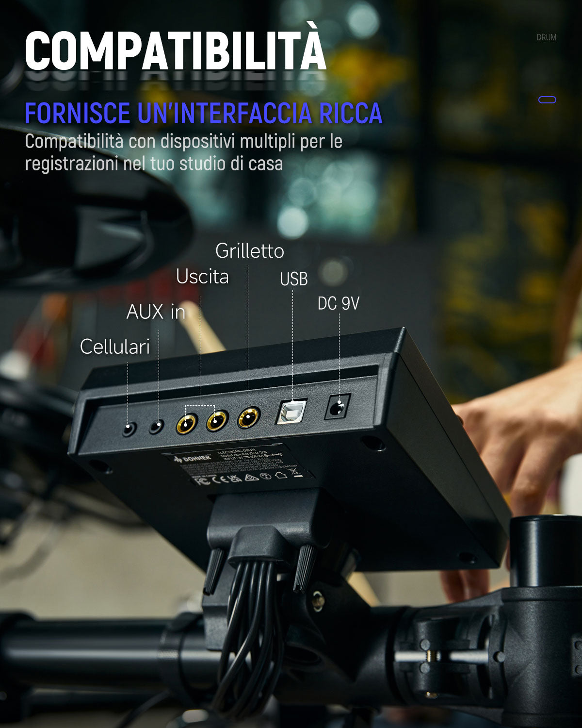 Donner DED-200 batteria elettronica con 5 tamburi 3 e 4 piatti