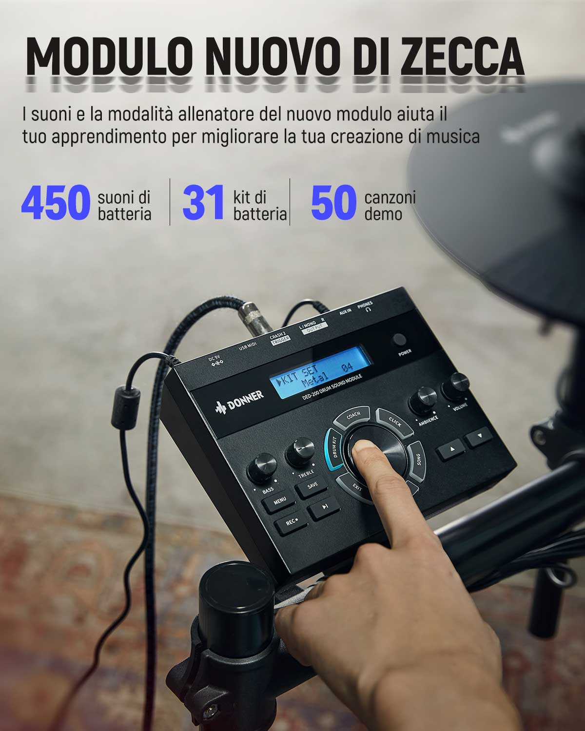 Donner DED-200 batteria elettronica con 5 tamburi 3 e 4 piatti