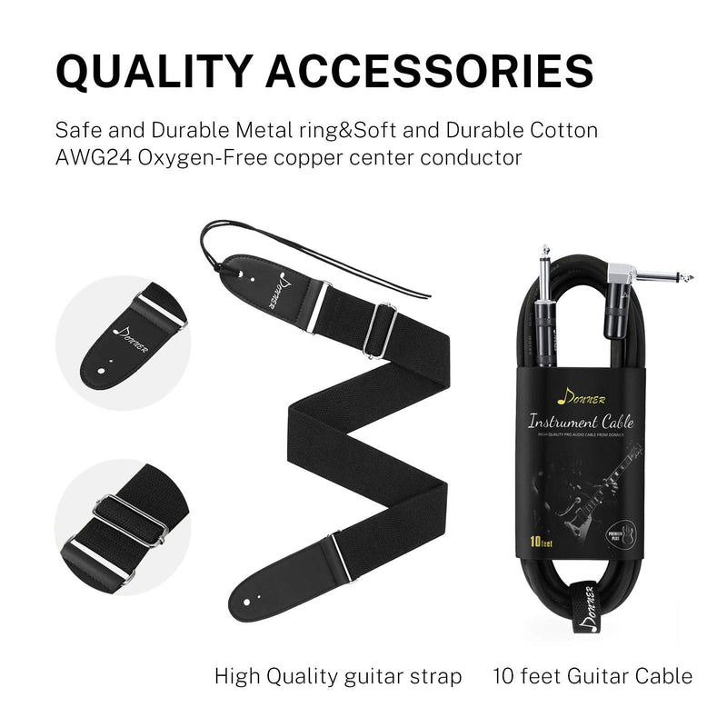 Donner DTC-100 Electric Guitar Kits Full-Size 39 Inch with Bag, Strap, Cable - Donner music- UK