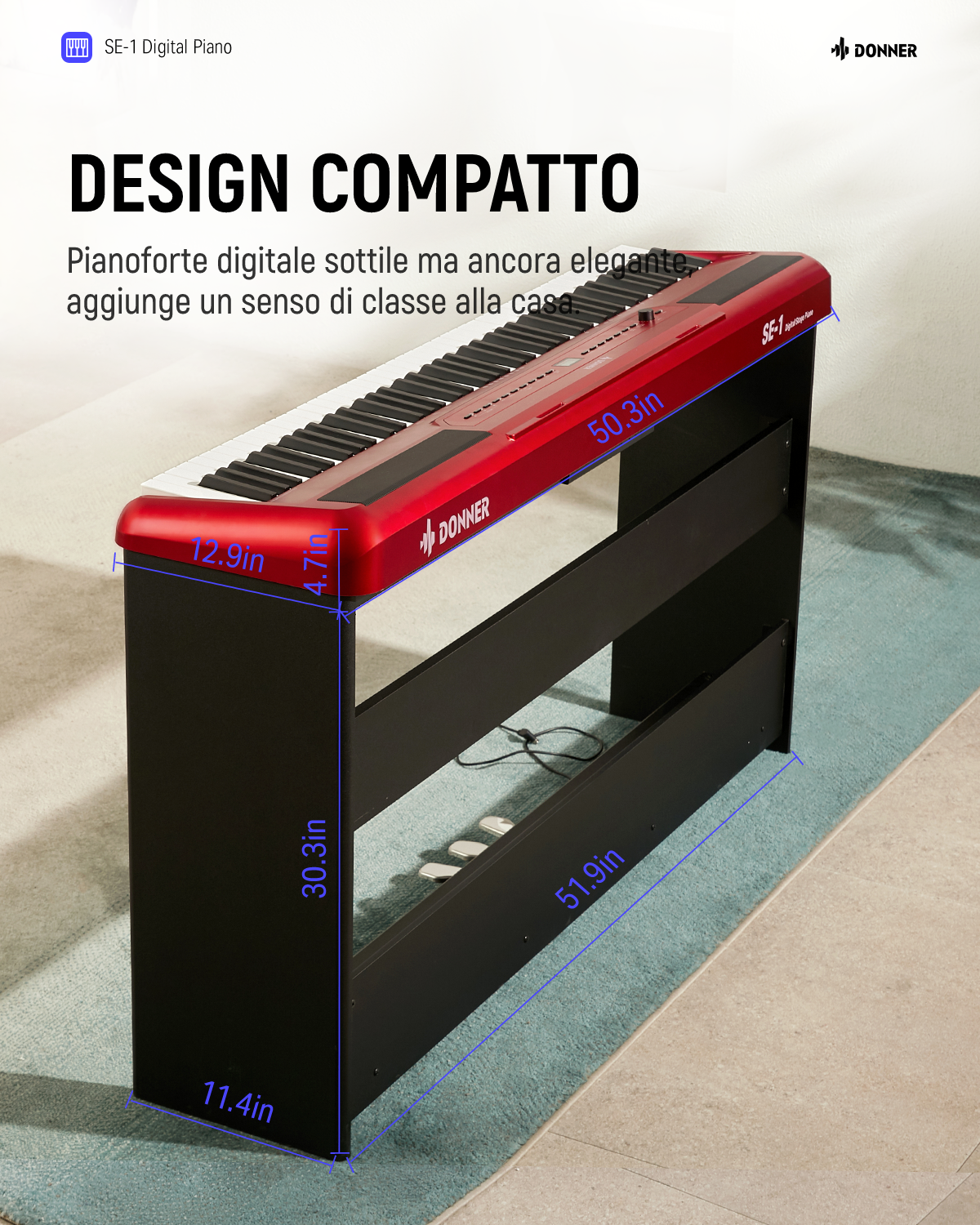 Donner SE-1 piano digitale a 88 tasti con tasti ponderati