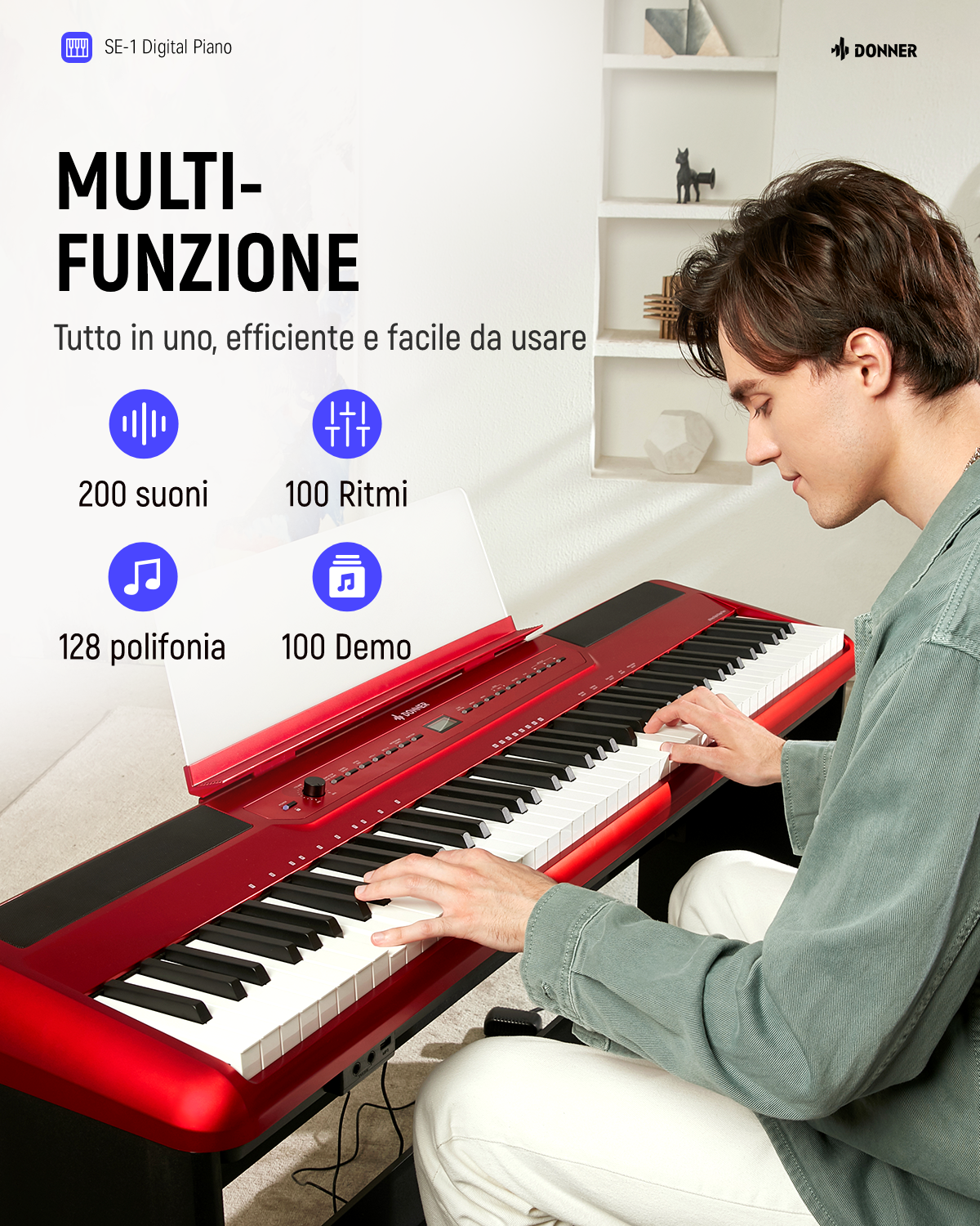 Donner SE-1 piano digitale a 88 tasti con tasti ponderati